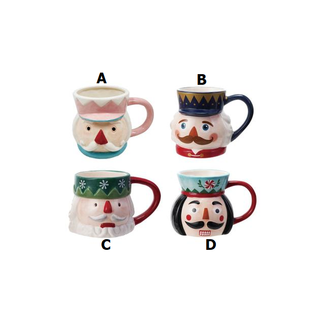 Ceramic mug with a detailed nutcracker figure on the side.