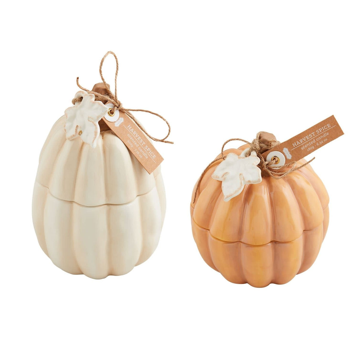 Ceramic pumpkin candle with lid in Heirloom Spice scent
