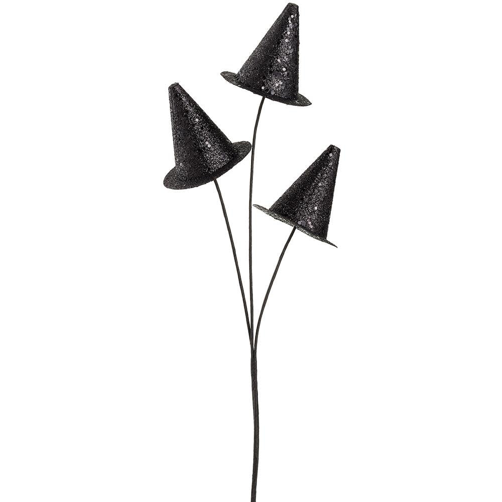 24" Glittered Witch Hat Spray Black