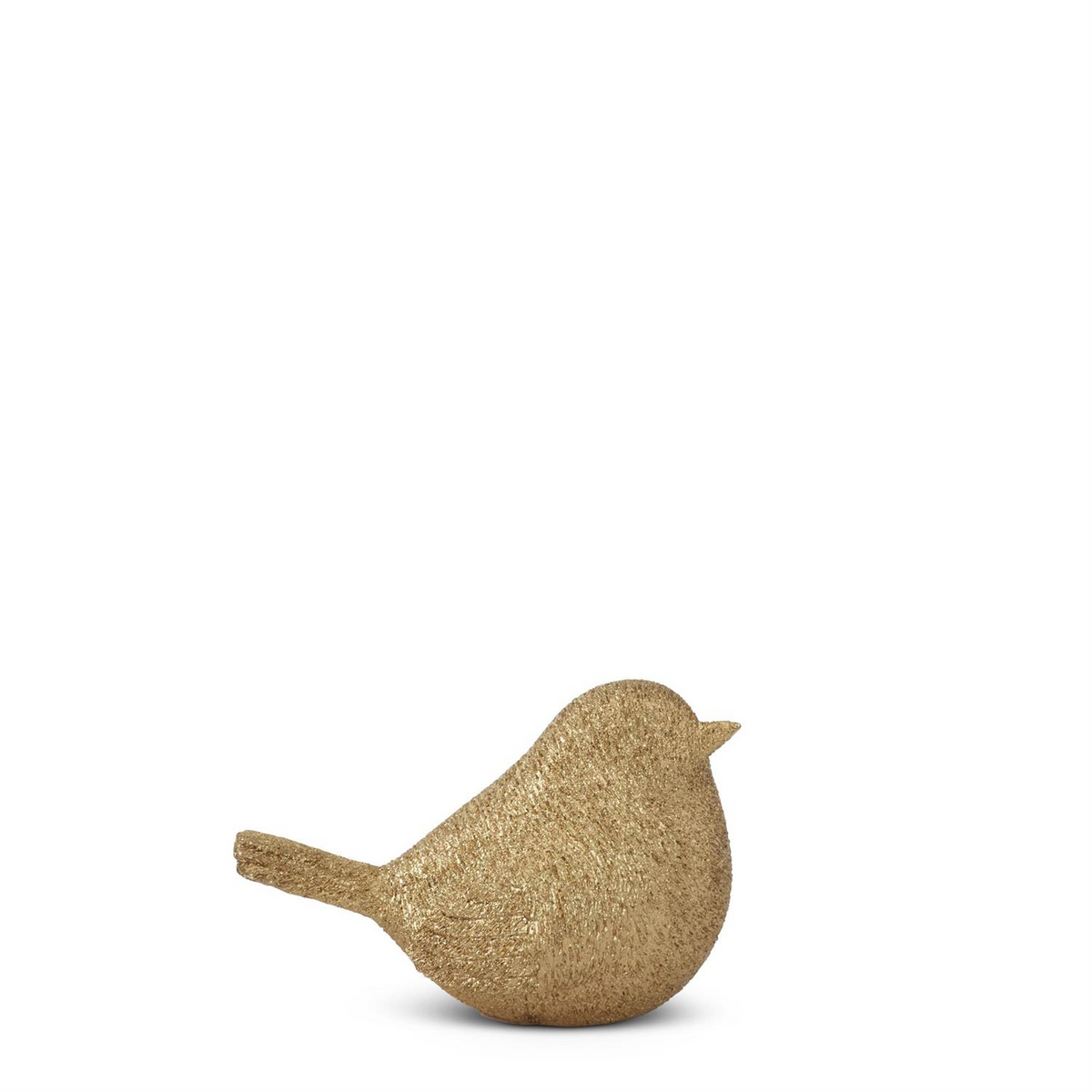 4.25 inch gold resin bird figurine with a stippled, textured surface.