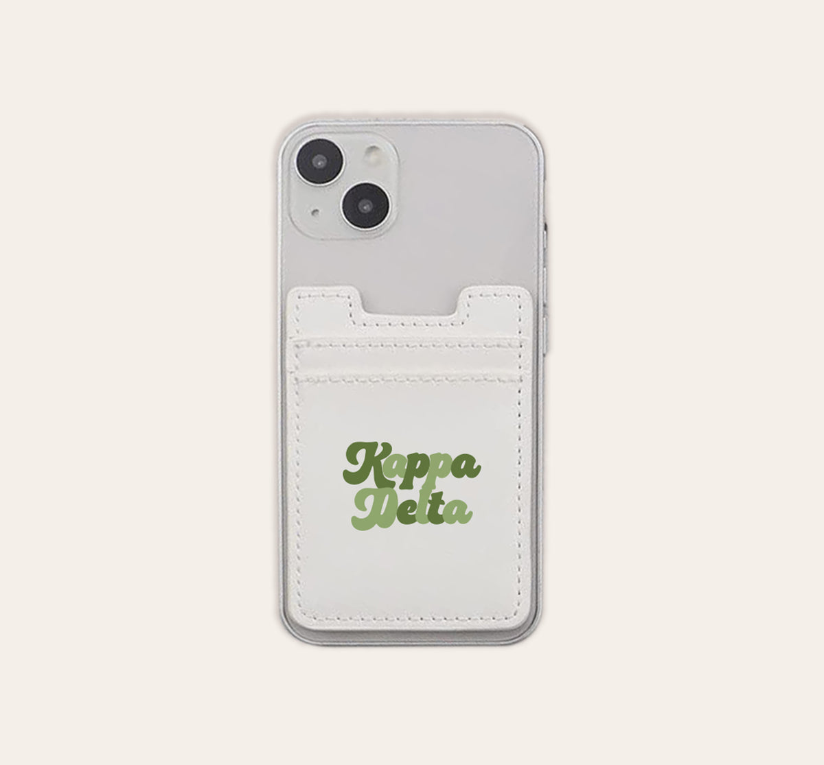 Black sorority phone wallet with Greek letter stick-on charm