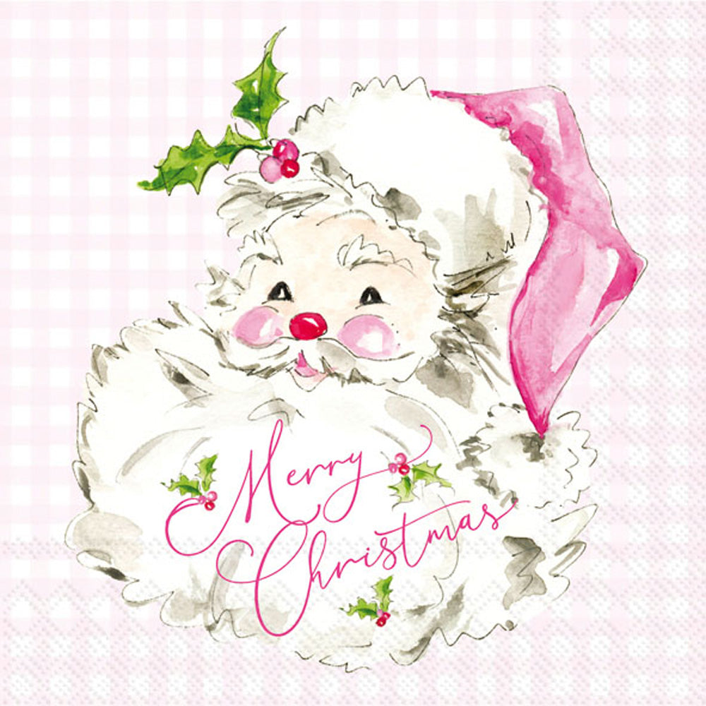 Stack of five-inch square white paper cocktail napkins with a subtle pattern.