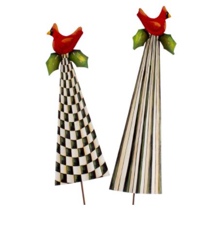 Black and white Red Bird Trees decorative tree with a geometric branch pattern.