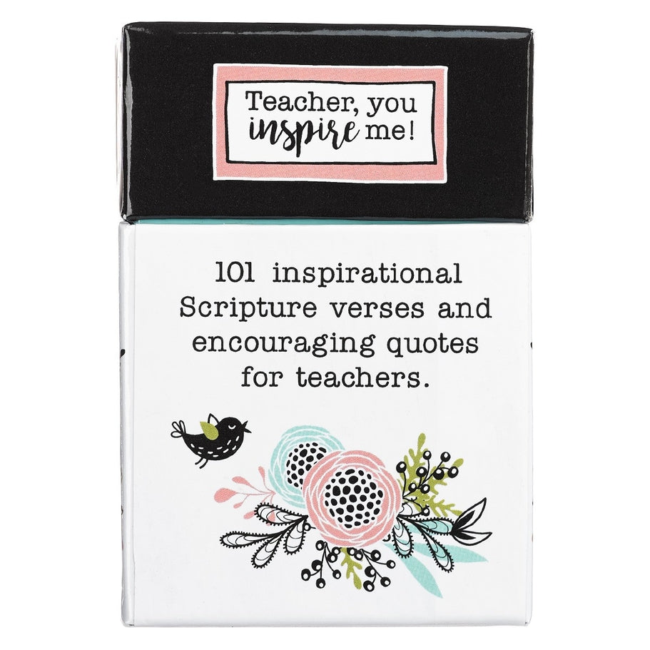 Box of Blessings for teachers with 101 scripture verses and quotes, featuring floral and bird art.