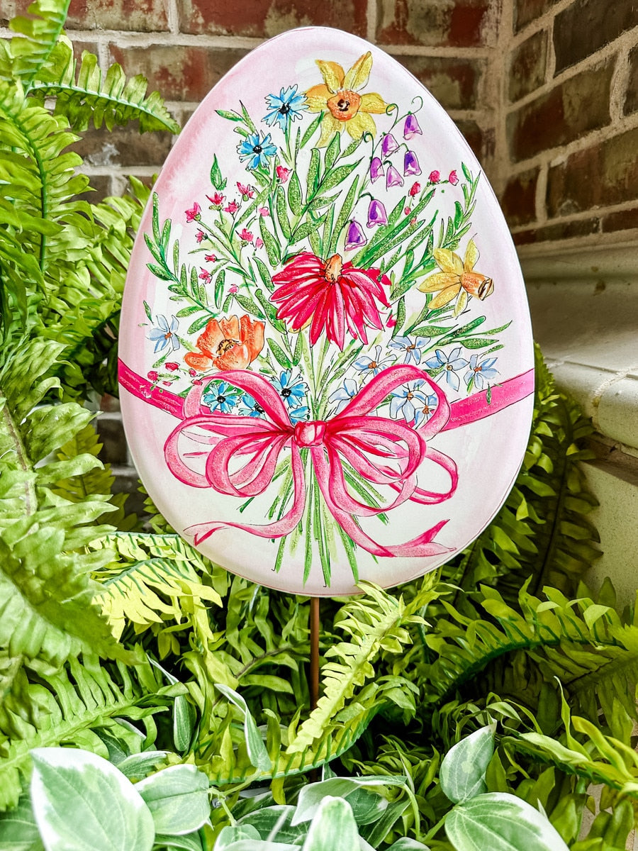 Beck's Floral Easter Egg Stake with hanging loop