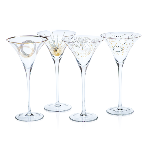 Crystal clear glass martini glass with a conical bowl shape.