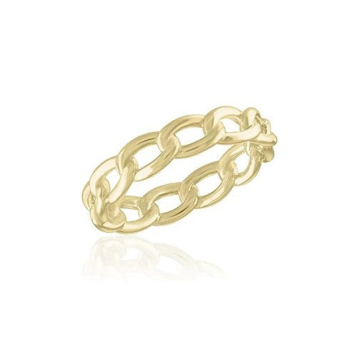 Gold layered chain ring with a textured link design