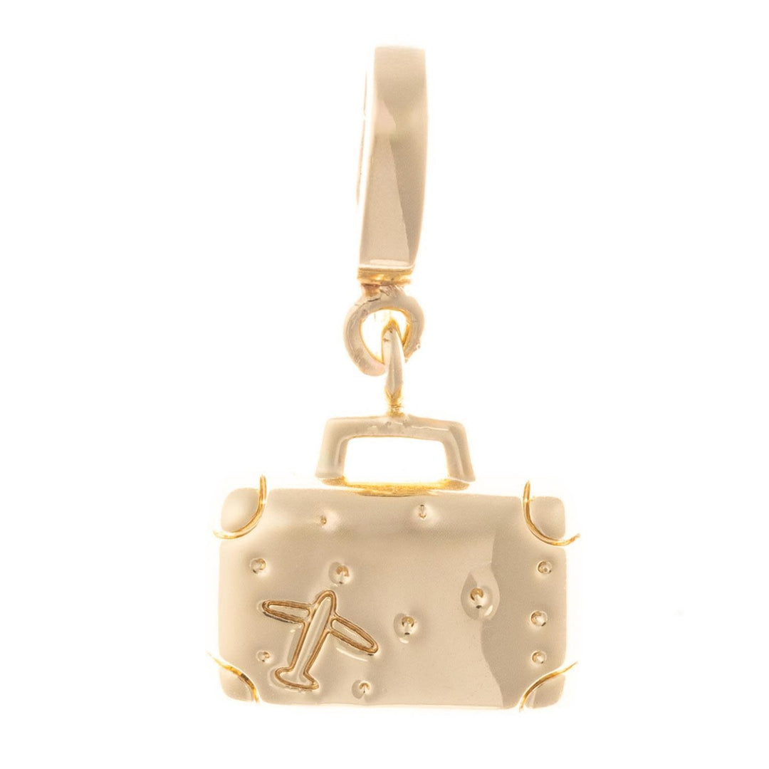 Gold-plated Adventure Suitcase charm with a handle detail