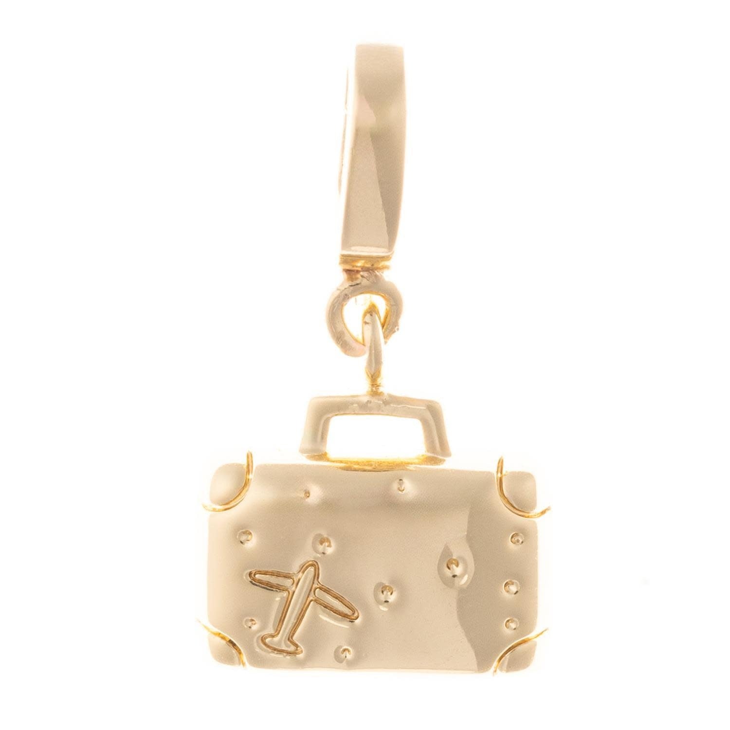 Gold-plated Adventure Suitcase charm with a handle detail