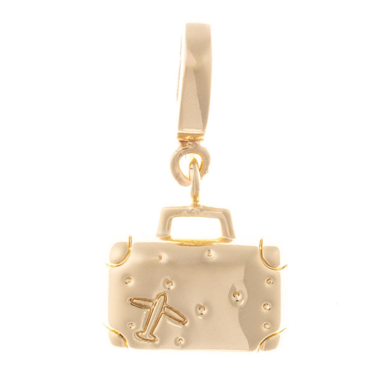 Gold-plated Adventure Suitcase charm with a handle detail