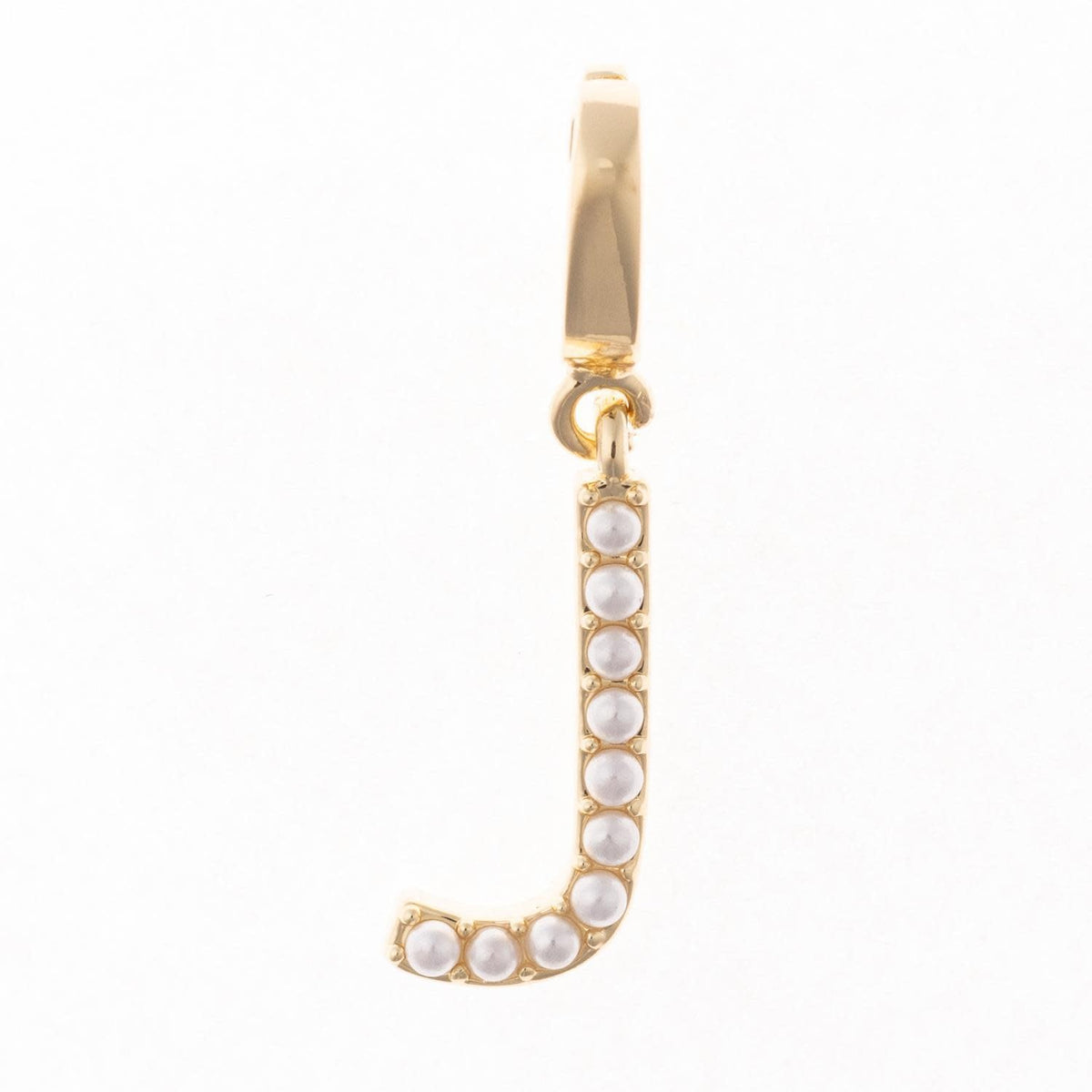 Avery initial charm in .5 inch length with 18k gold plating and nickel-free hypoallergenic clasp.