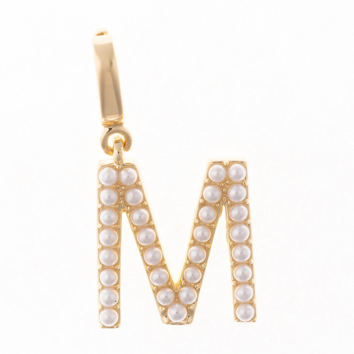 Avery initial charm in .5 inch length with 18k gold plating and nickel-free hypoallergenic clasp.
