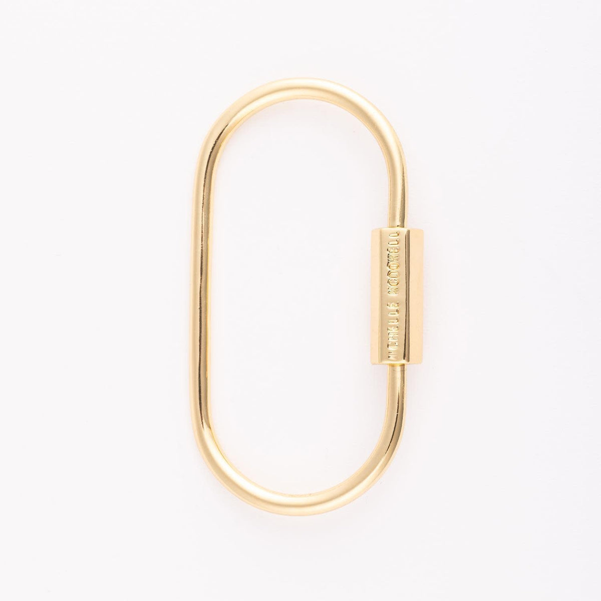 Gold-plated brass carabiner charm with a smooth oval loop.