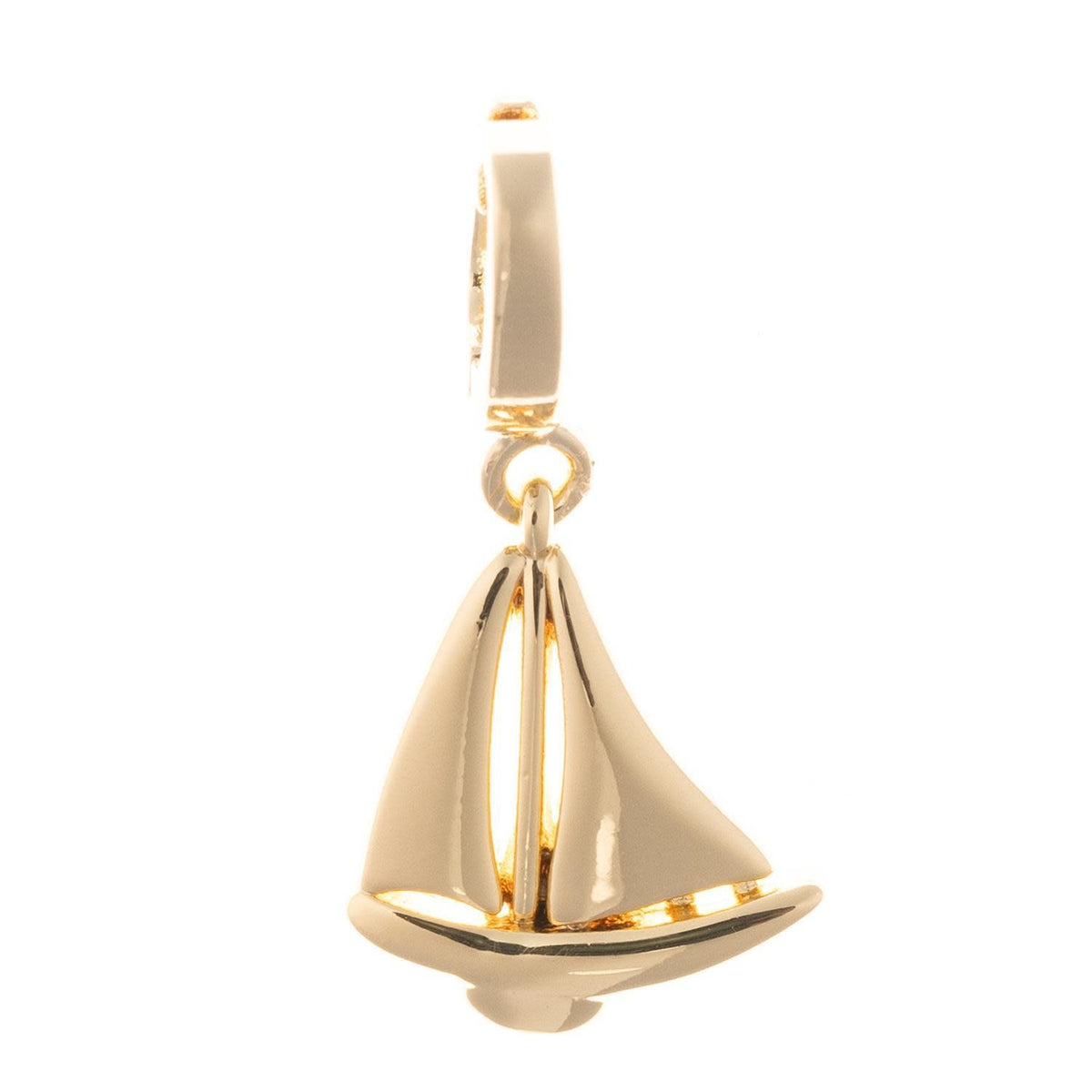 Gold-plated sailboat charm with nickel-free hypoallergenic clasp
