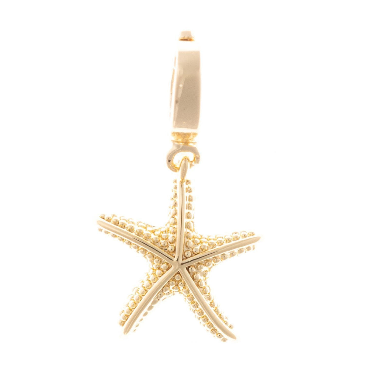 Gold-plated starfish charm with nickel-free hypoallergenic clasp