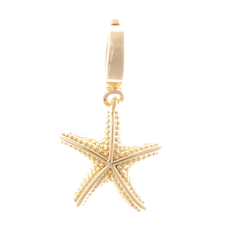 Gold-plated starfish charm with nickel-free hypoallergenic clasp