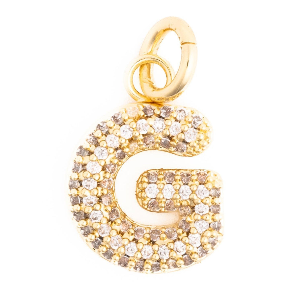 Gold initial charm necklace featuring the letter C on a delicate chain.