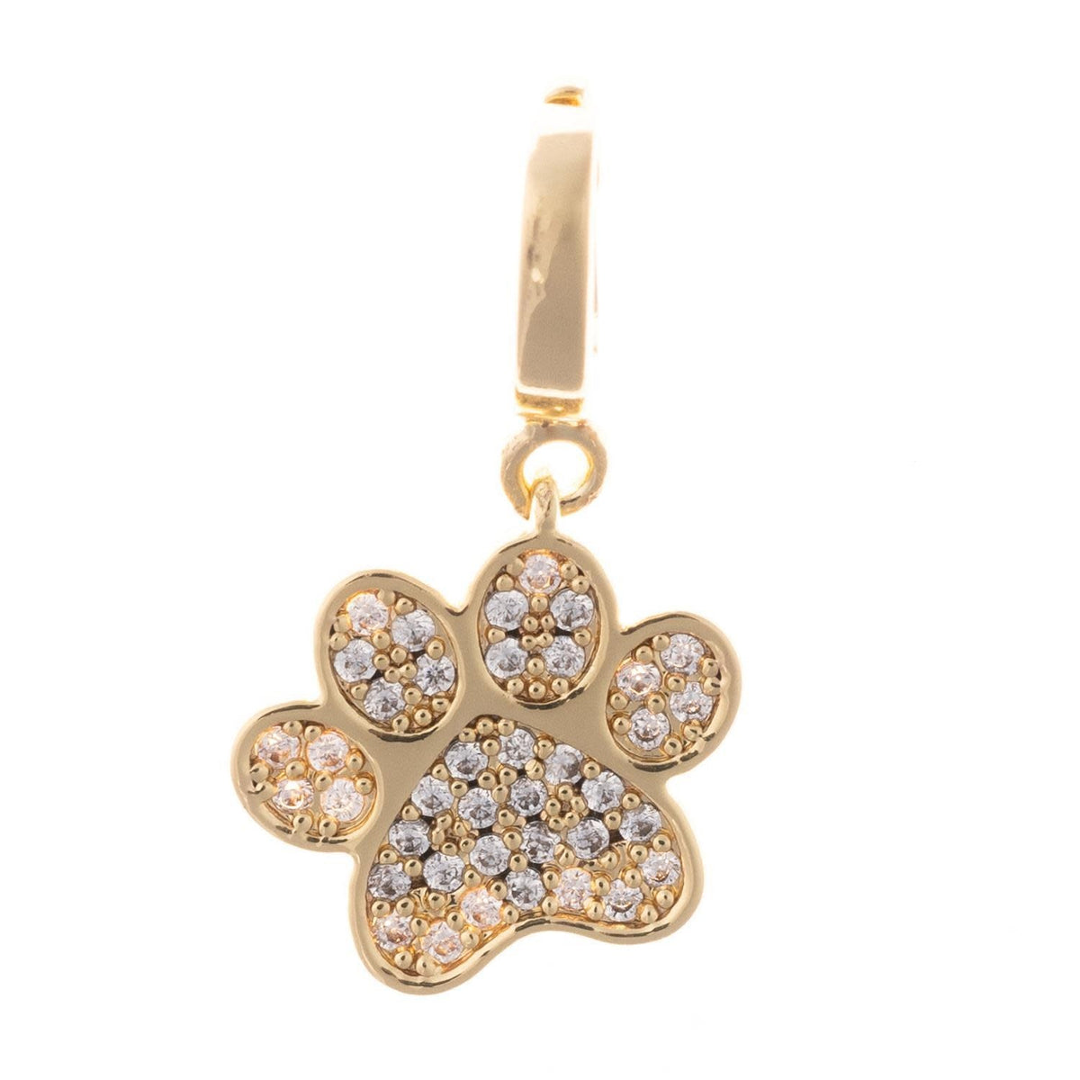 Gold-plated paw charm with nickel-free hypoallergenic clasp