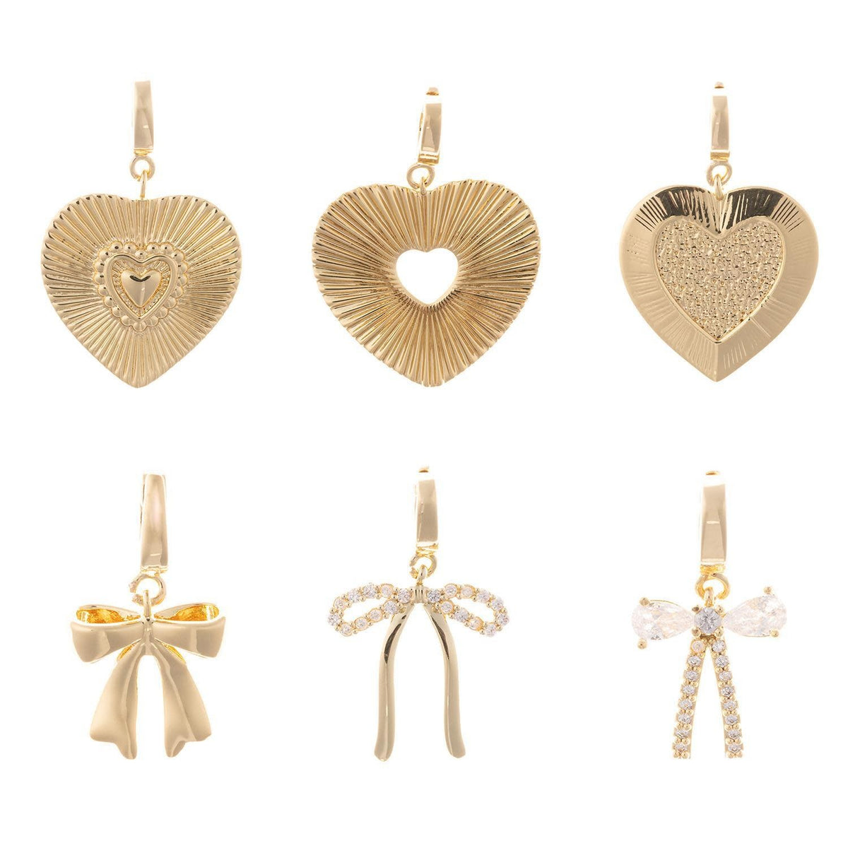 Gold-plated Lover Charm necklace detail showing a .5 inch heart-shaped pendant with nickel-free hypoallergenic finish.