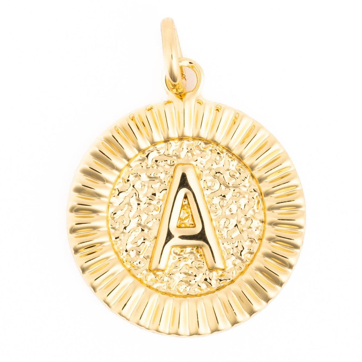 Gold initial charm necklace featuring the letter M on a delicate chain.