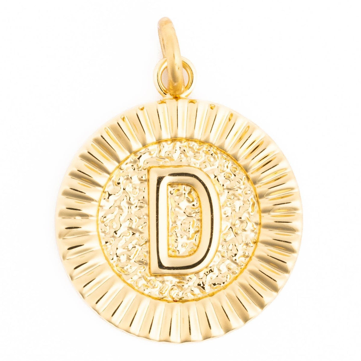 Gold initial charm necklace featuring the letter M with a delicate chain.