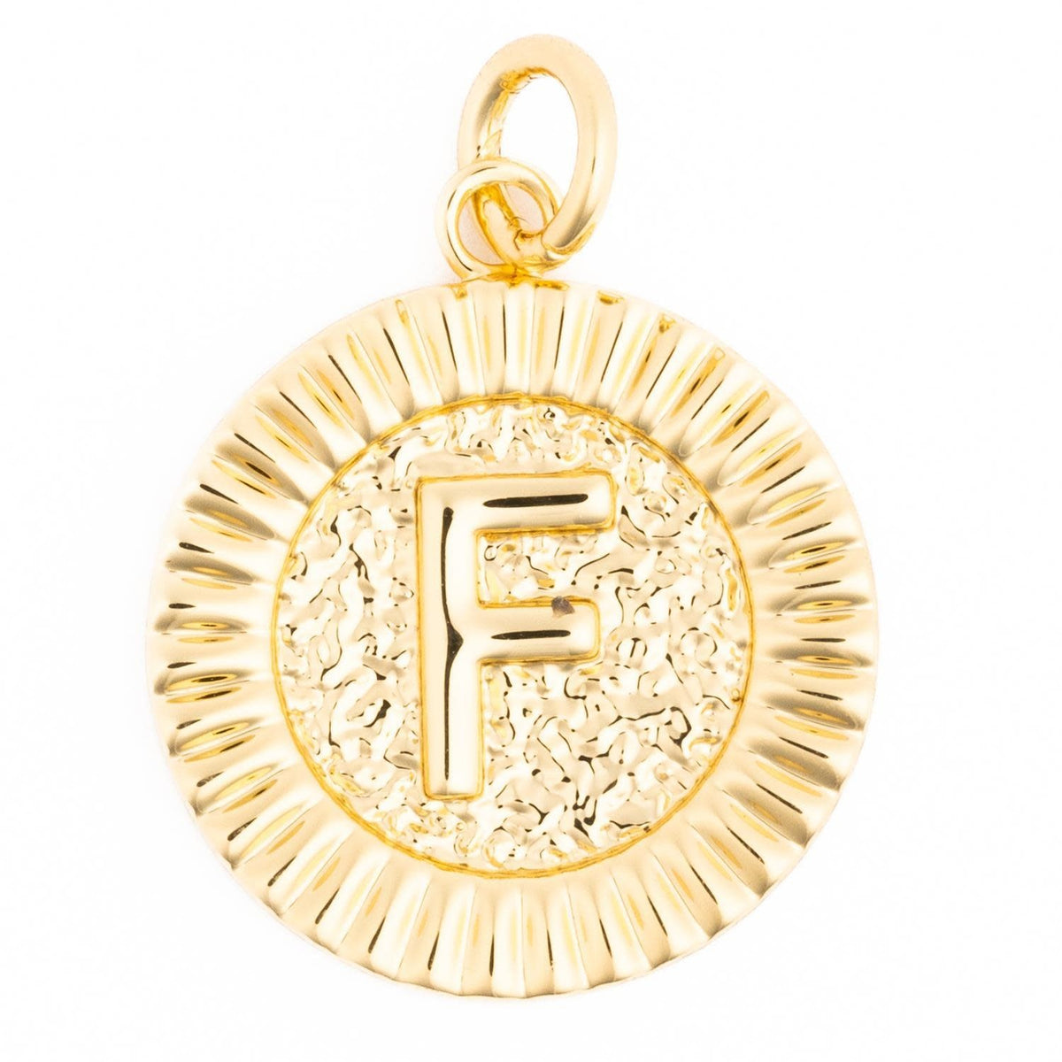 Gold initial charm necklace featuring the letter M on a delicate chain.