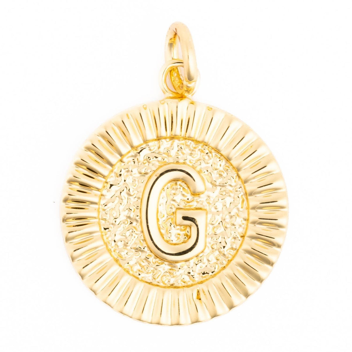 Gold initial charm necklace featuring the letter M with a delicate chain.