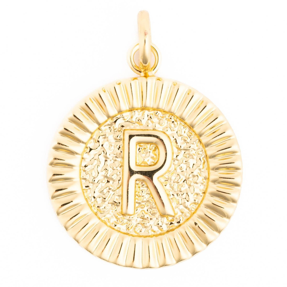 Gold initial charm necklace featuring the letter M with a delicate chain.
