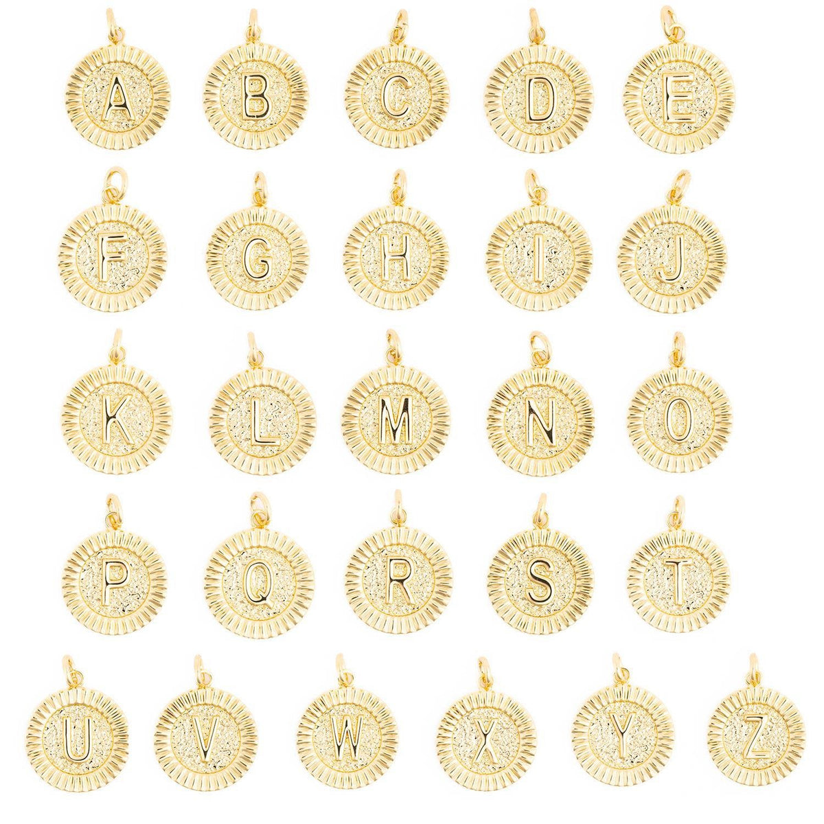 Gold initial charm necklace featuring the letter M on a delicate chain.