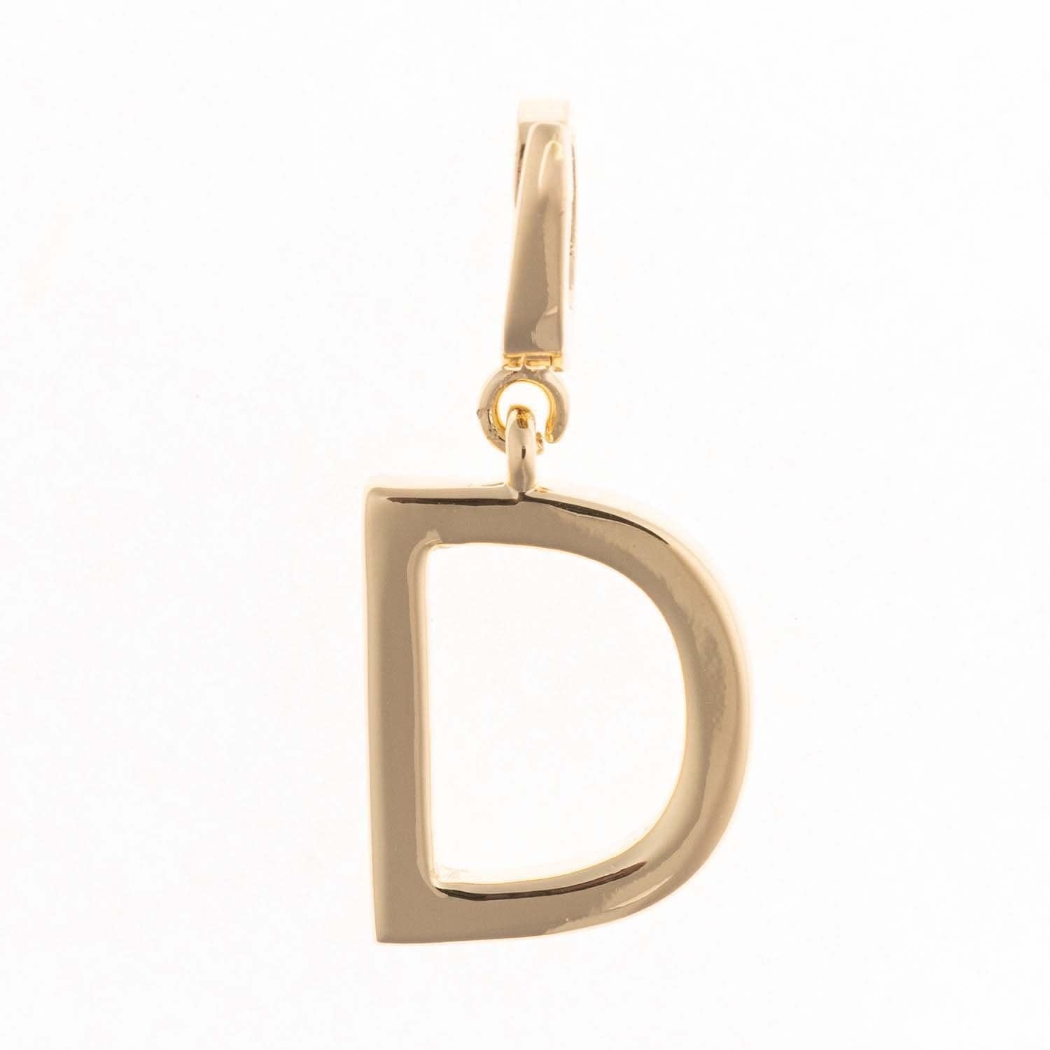 Gold-plated Charm Tia pendant with a .5-inch length featuring an intricate silhouette and nickel-free hypoallergenic clasp.
