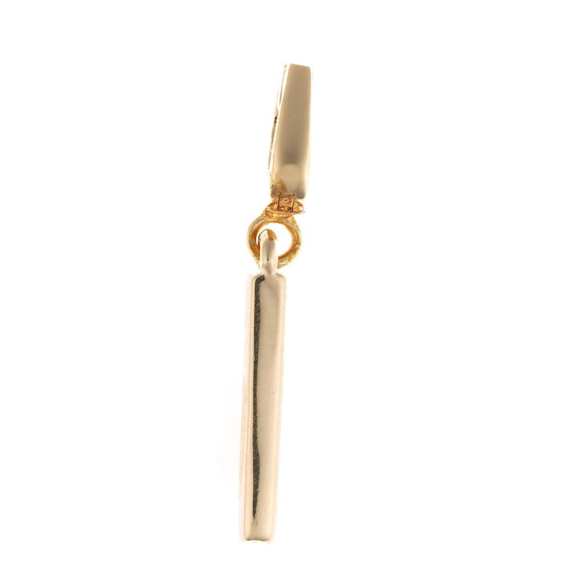 Charm Tia: a .5-inch gold-plated charm with nickel-free hypoallergenic metal.