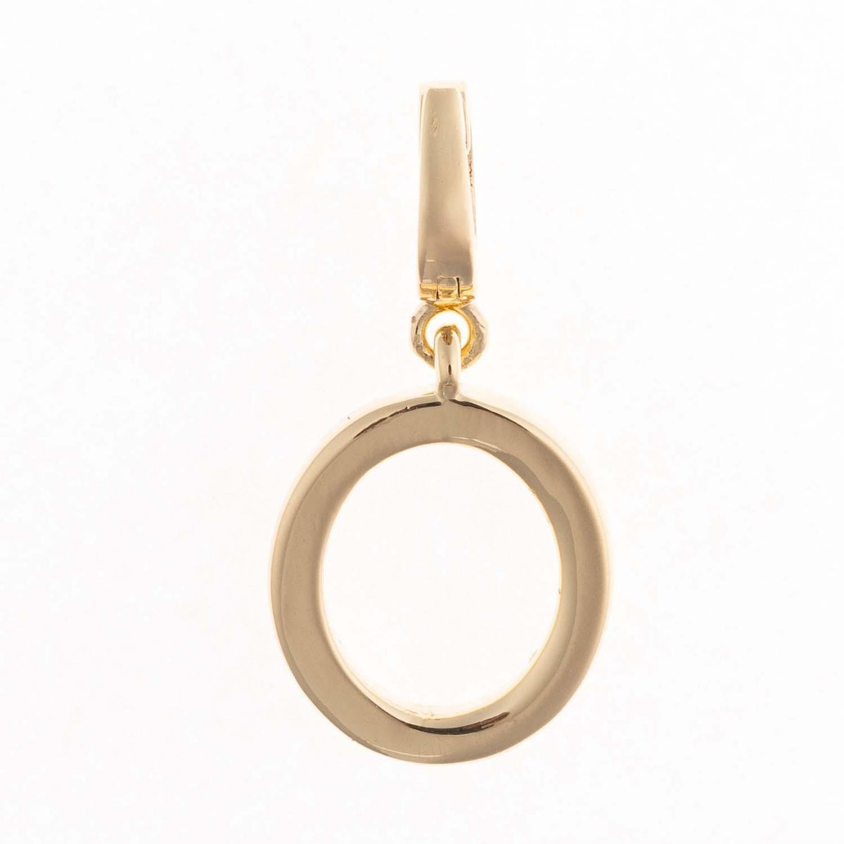 Gold-plated Charm Tia pendant with a .5-inch length featuring an open silhouette and nickel-free clasp.