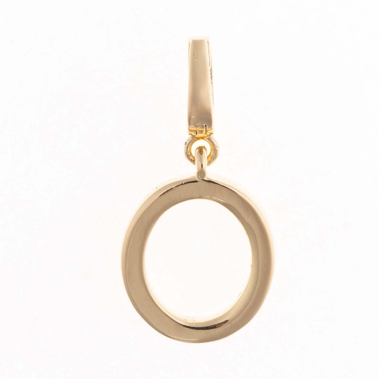 Gold-plated Charm Tia pendant with a .5-inch length featuring an open silhouette and nickel-free clasp.
