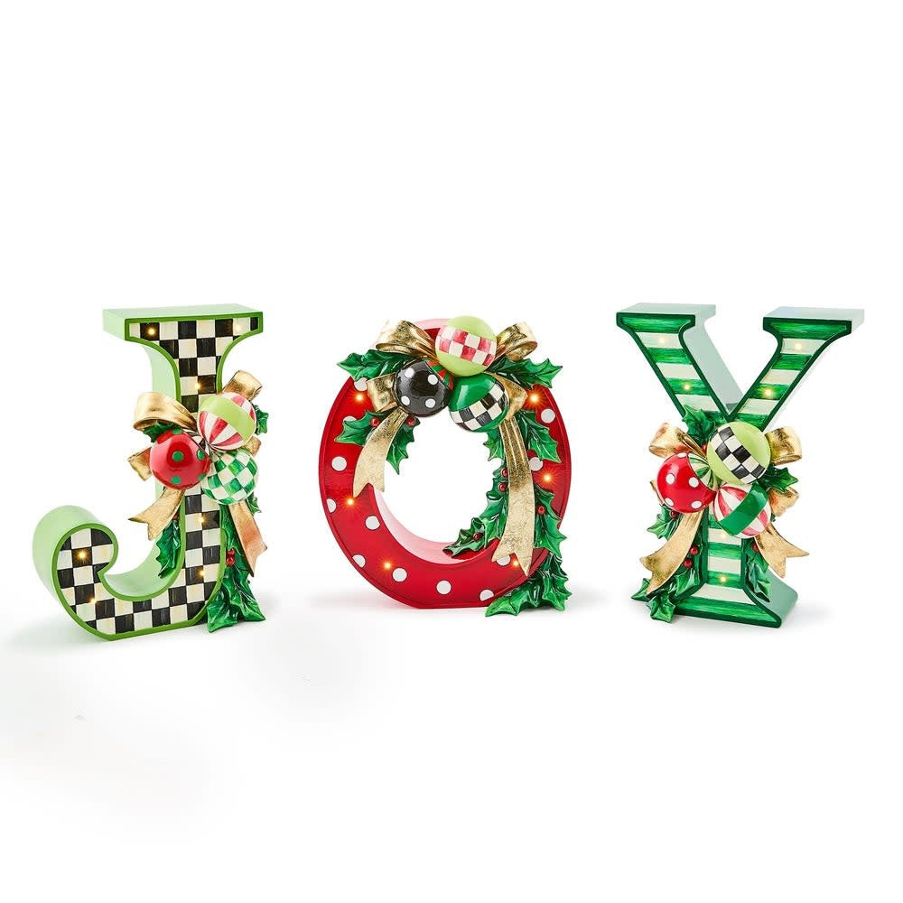 Illuminated resin letter J in JOY set with remote control