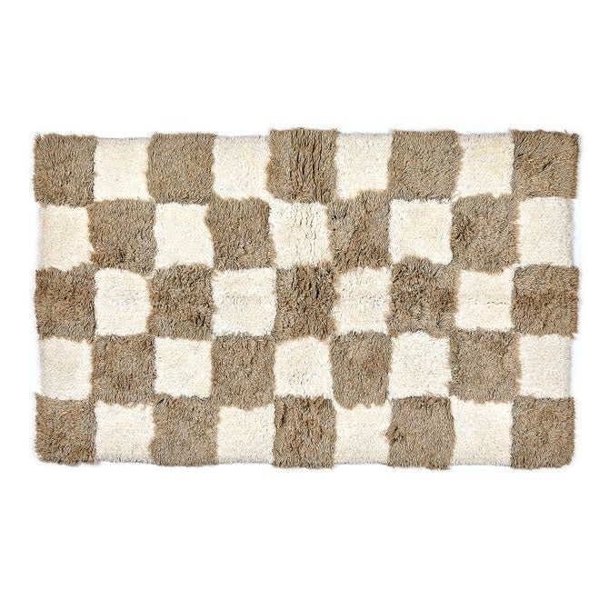 Checkerboard Taupe Bath Rug