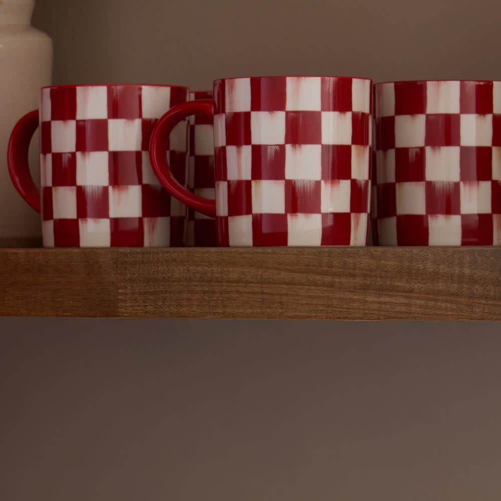 Cherry Check Mugs - Sold Individually