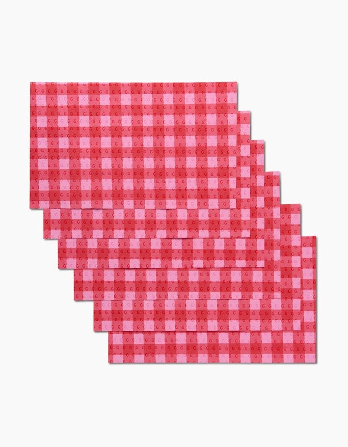 Cherry gingham reusable not paper towel set made from recycled materials