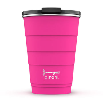 Stackable stainless steel tumbler with powder coat finish in a neutral tone.