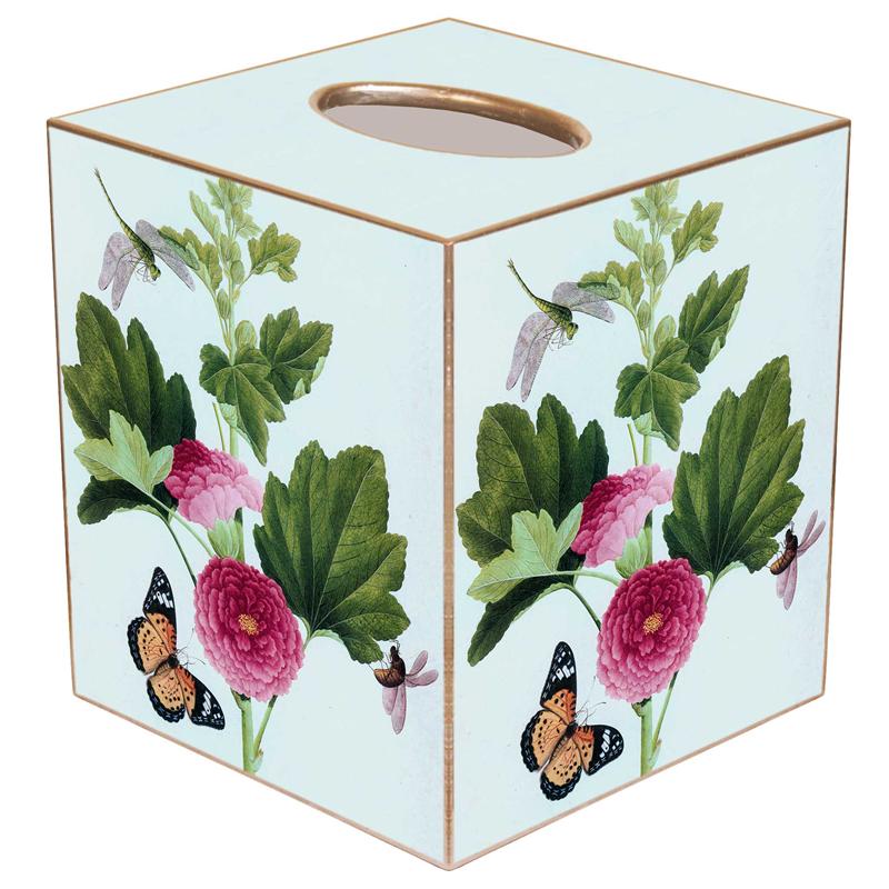 Hand-painted gold tissue box cover with paper mache finish