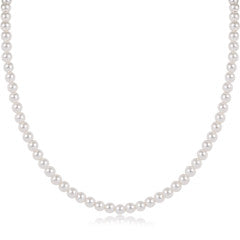 Classic pearl choker necklace with 3mm crystal beads on a 17-inch chain.