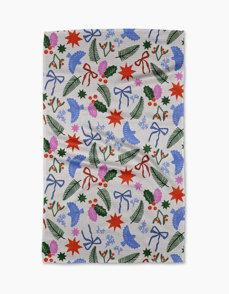 Holiday Tea Towel Sugarplum Florals Traditional