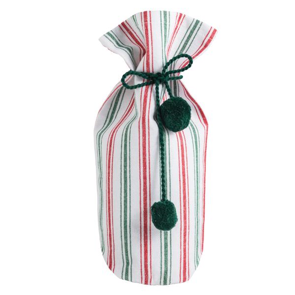 Cotton cloth wine bag with tassel tie in natural color
