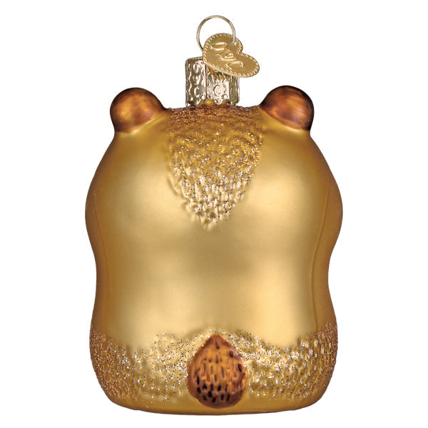 Capybara eating donut ornament in pastel blue ceramic with glossy finish