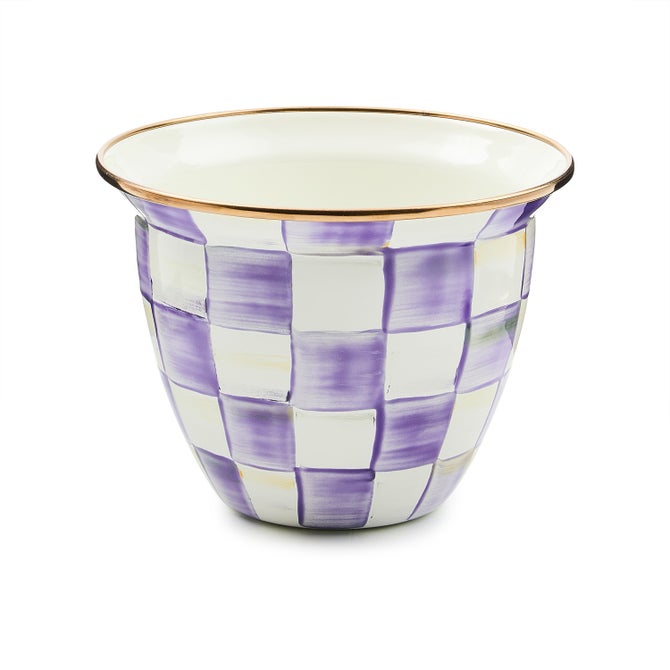Violet Check Large Flower Pot
