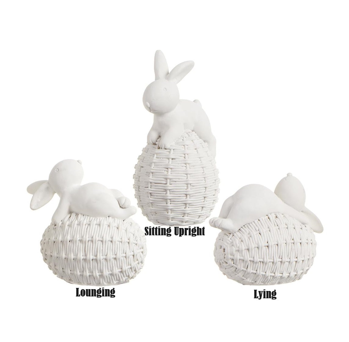 Bunny on Egg White resin stone pendant with bunny silhouette in eggshell white finish