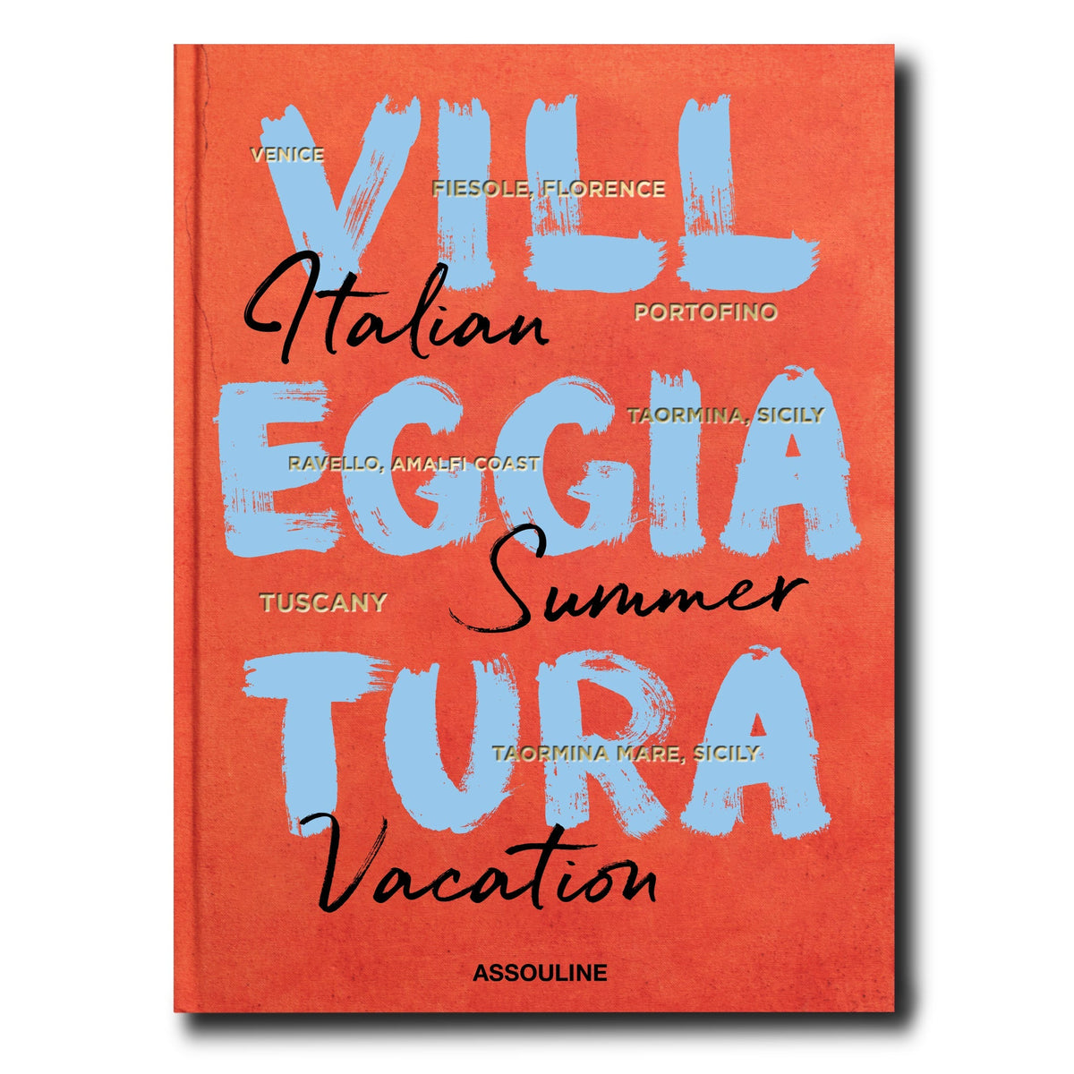 Linen hardcover book titled Villeggiatura featuring Italian summer vacation illustrations.