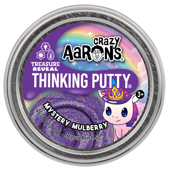 Treasure Reveal Thinking Putty in blue silicone with a treasure chest pattern.