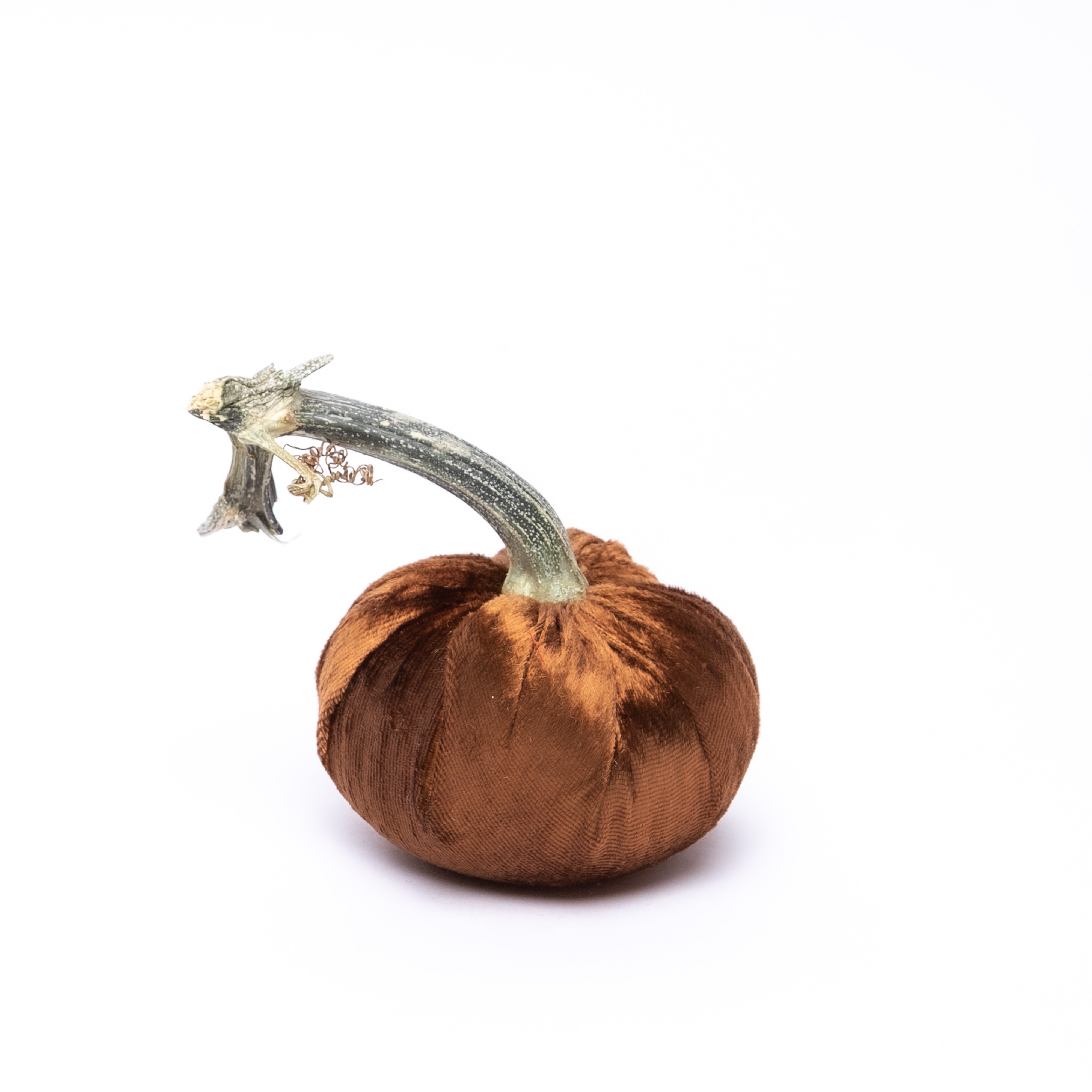 3-inch velvet pumpkin in deep orange with a smooth matte finish