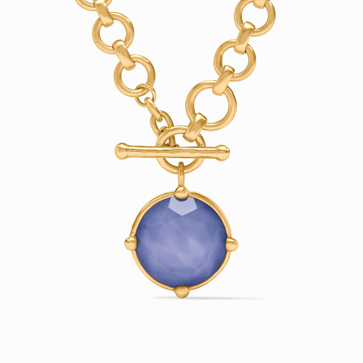 Honeybee Demi Necklace featuring a rose cut stone with beads on one side and an adjustable chain.