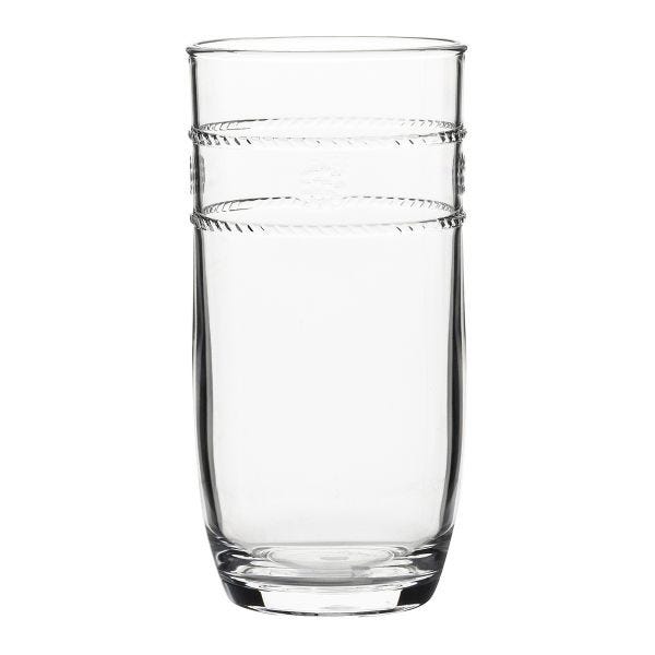 Isabella Acrylic Large Beverage glass with two decorative rope-textured bands around the top.